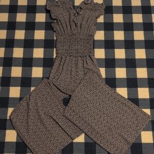 Max Studio Black and Brown Patterned Jumpsuit NWT